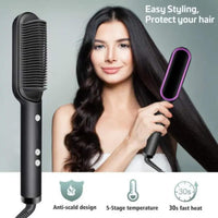909 Hair Straightening Brush – 2-in-1 Electric Straightener & Curler