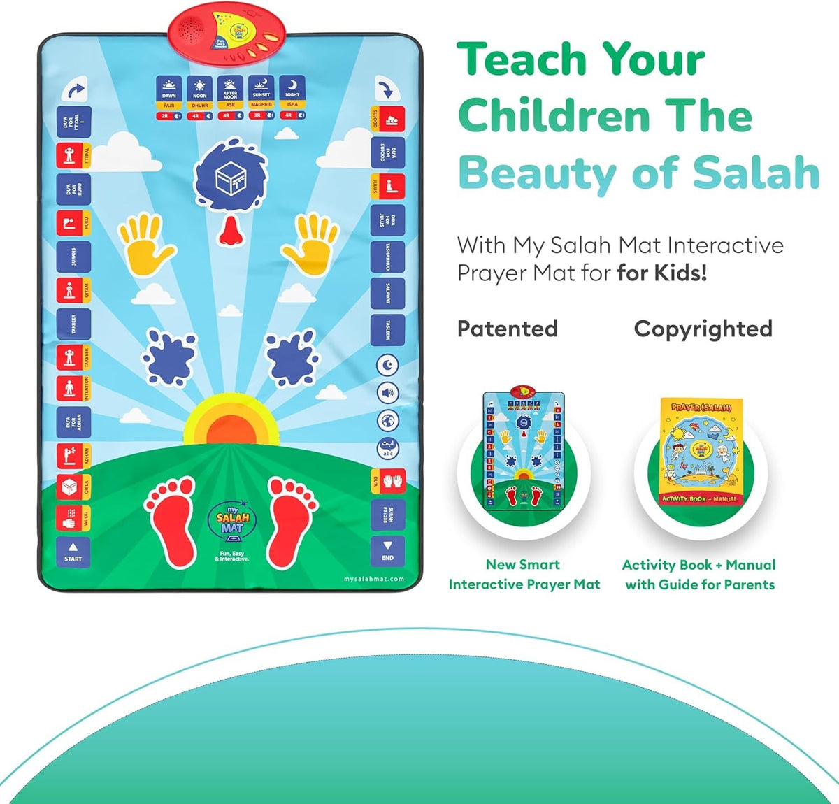 Educational Interactive Prayer Mat for Kids – Touch Sensitive Salah Mat with Audio Learning & 7 Languages