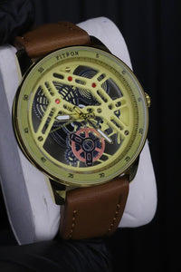 Fitron Classic Chrono Watch – Stainless Steel Case, Leather Strap, Quartz