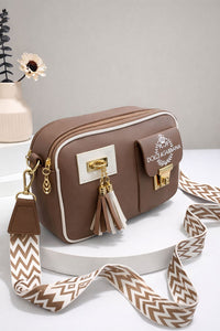 Luxury Heritage Crossbody Camera Bag – Elegant Structured Dual-Compartment