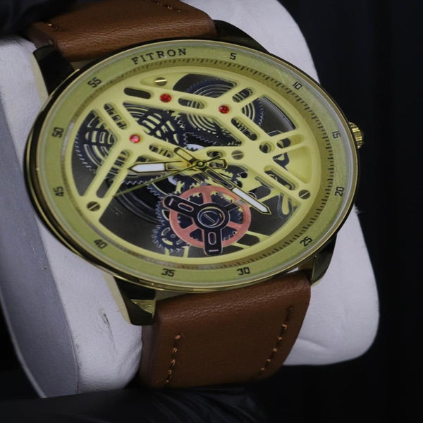 Fitron Classic Chrono Watch – Stainless Steel Case, Leather Strap, Quartz