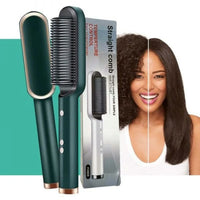 909 Hair Straightening Brush – 2-in-1 Electric Straightener & Curler