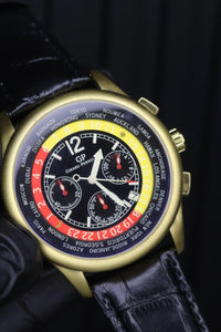 Casino Chronograph Watch – Leather Strap, Vintage Dial, Quartz, Black Gold ProX
