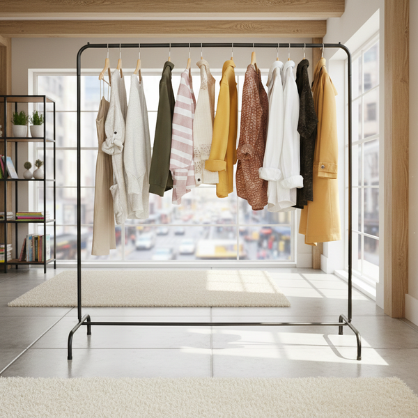 Metal Clothes Hanging Rack – Space-Saving Garment Organizer, Strong Frame