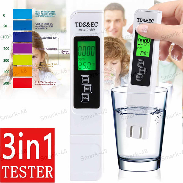 3 In 1 Professional Water Quality Test Pen TDS EC Meter And Temperature Tester With Accurate Measurement And Durable ABS Material