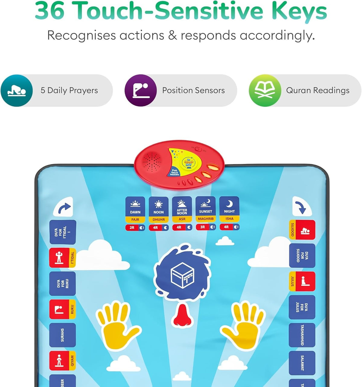Educational Interactive Prayer Mat for Kids – Touch Sensitive Salah Mat with Audio Learning & 7 Languages