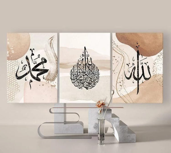 Set Of 3 Sticky Wooden Canvas Frames For Wall Decore Aesthatic Art / Sticky Phototiles For Room Wall Decoration