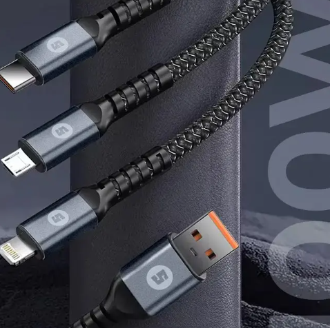 3-in-1 Fast Charge & Sync Cable – Multi-Device Data Transfer