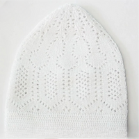 Men's Cotton Knitted Namaz Cap Pack Of 3 Comfortable And Breathable White Prayer Caps For Daily Use