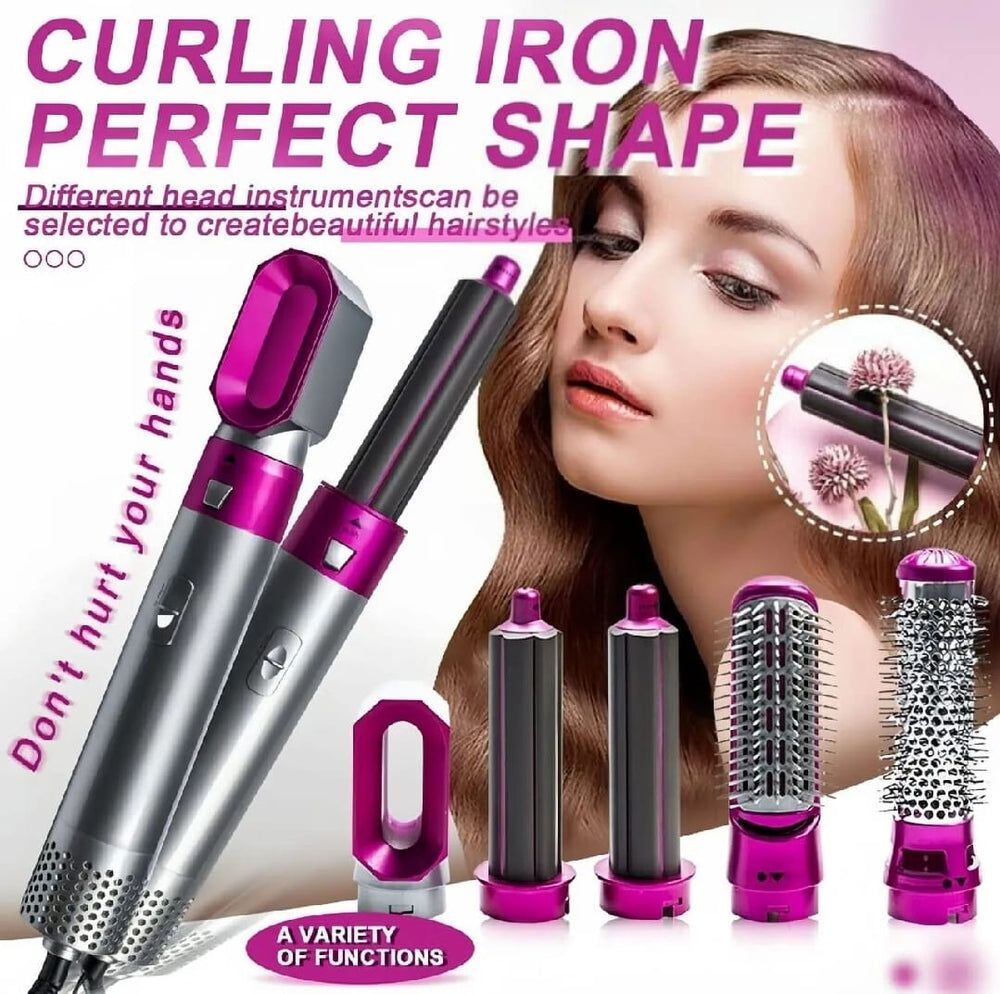 5-in-1 Hair Styler – Straighten, curl, dry & volumize with ionic air wrap.