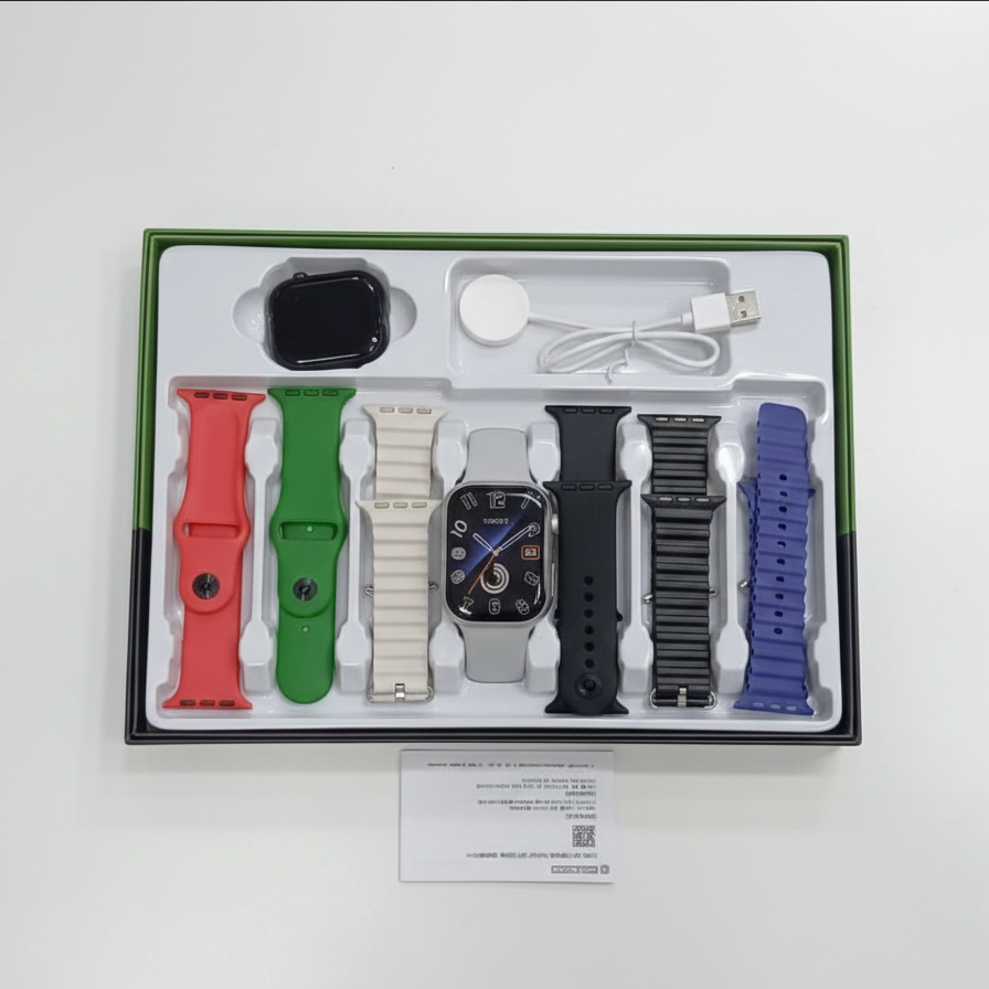 CROWN XT20 II Smartwatch – 2.01” Display, Bluetooth & 8 Stra