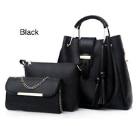 Elegant 3-Piece Women’s Handbag Set – Black Shoulder, Crossbody & Clutch