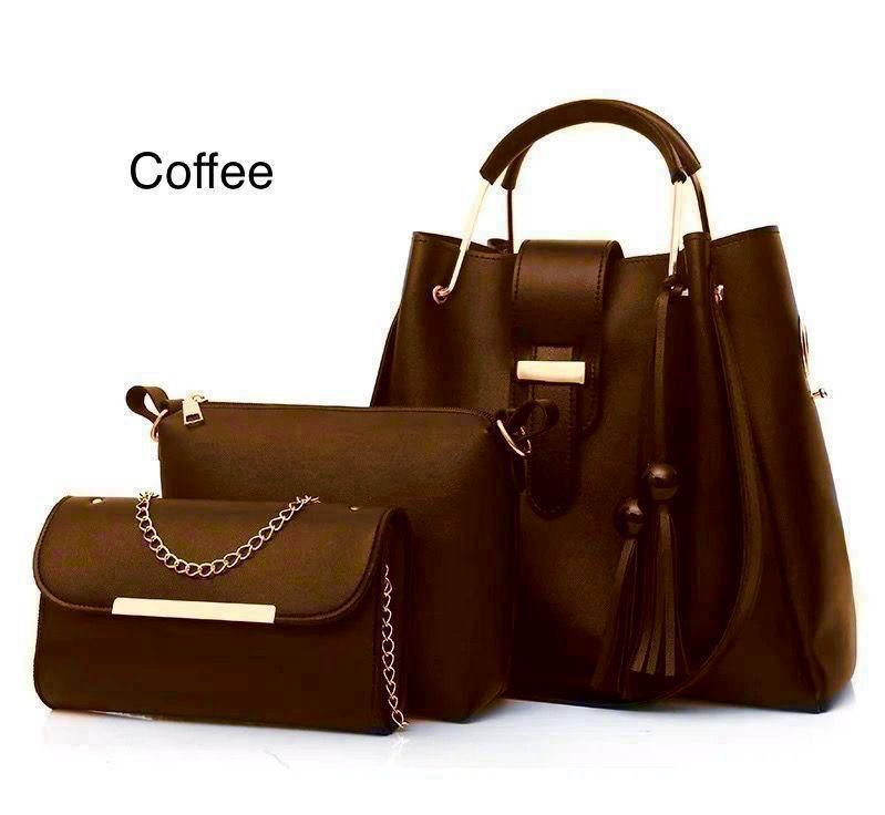 Elegant 3-Piece Women’s Handbag Set – Black Shoulder, Crossbody & Clutch